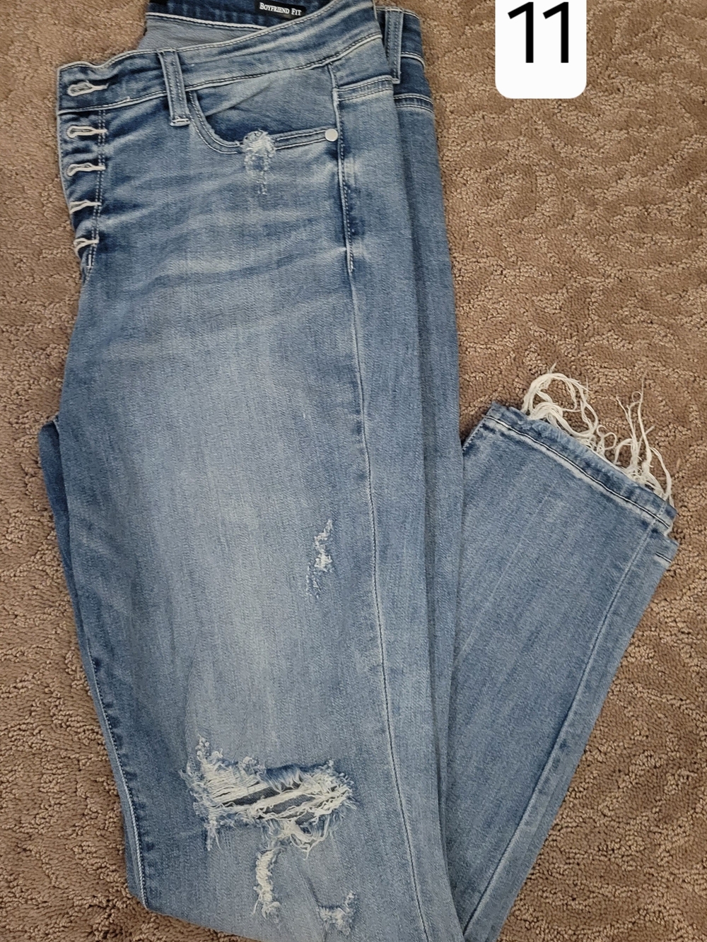 Judy Blue Light Blue Distressed Boyfriend Jeans with Frayed Hem